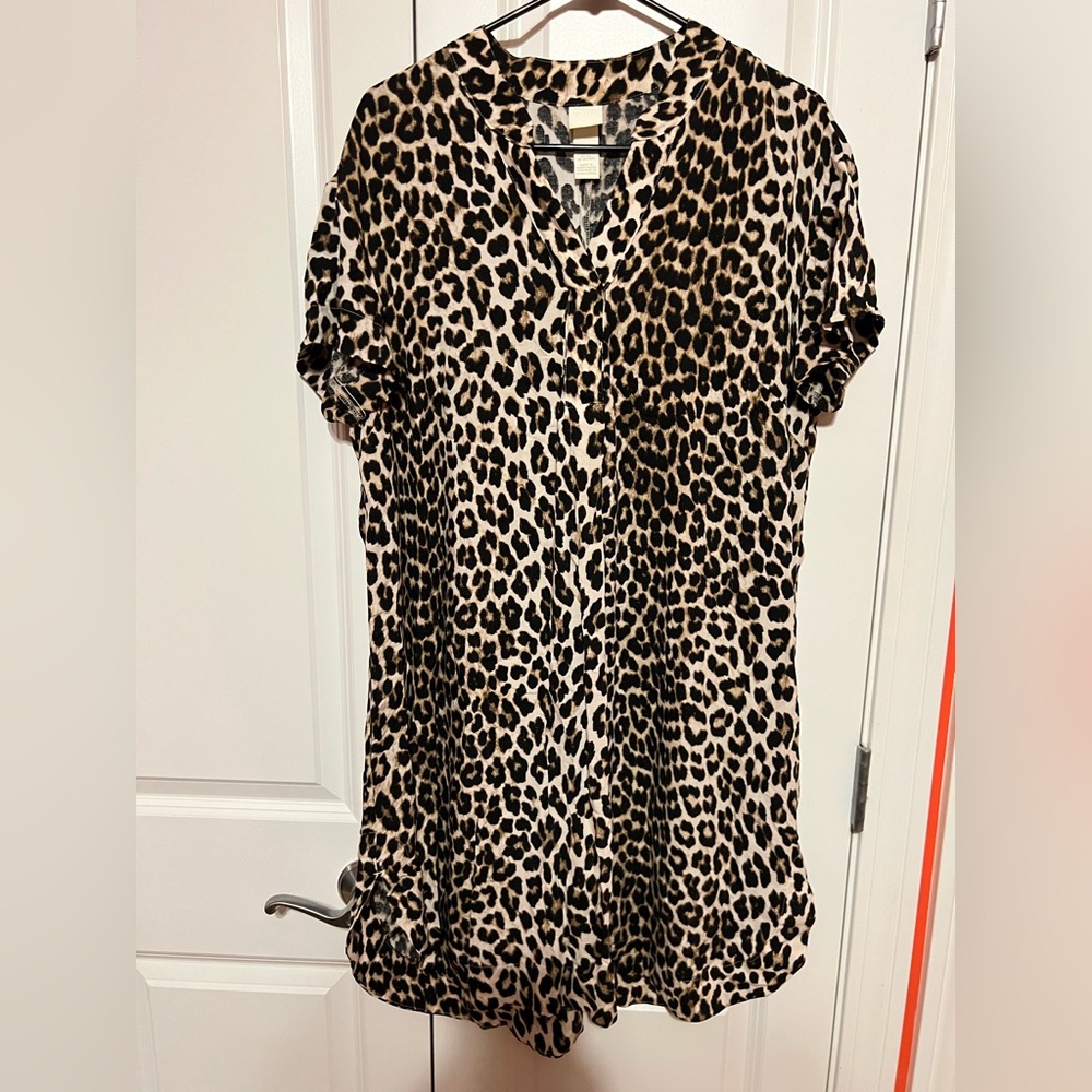 H&M leopard Oversized Shirt Dress